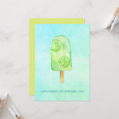 Watercolor Popsicle Zomer Groet Kaart (Voorkant / Achterkant in situ)