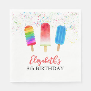 Watercolor Popsicles Aangepaste naam Verjaardag Se Servet