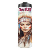 Watercolor Portrait Native American Headdress Thermosbeker (Voorkant)