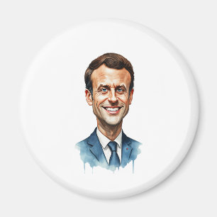 Watercolor Portrait of Emmanuel Macron - Elegant F Magneet