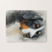 Watercolor portret Berner Sennenhond Legpuzzel (Horizontaal)