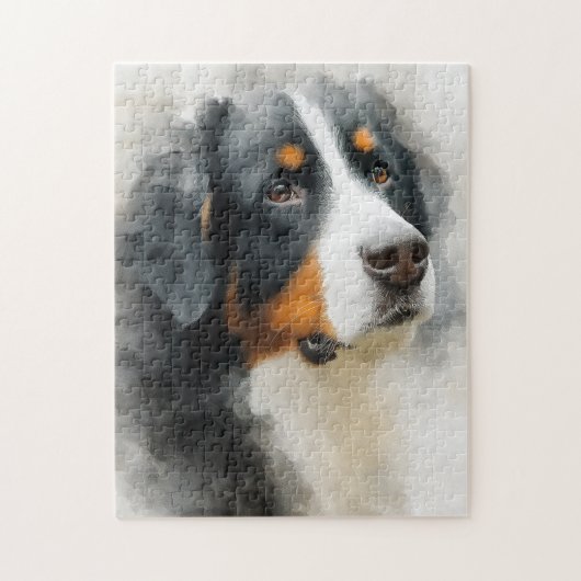 Watercolor portret Berner Sennenhond Legpuzzel (Verticaal)