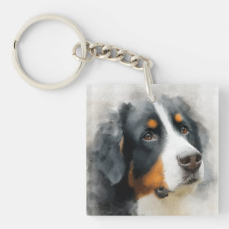Watercolor portret Berner Sennenhond Sleutelhanger