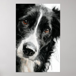 Watercolor portret van bordercollie poster
