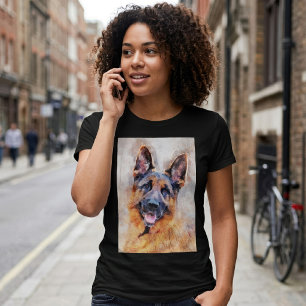 Watercolor Portret van een Duitse Herdershond T-shirt