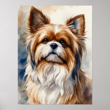 Watercolor Portret van Zoete Shih Tzu Hond