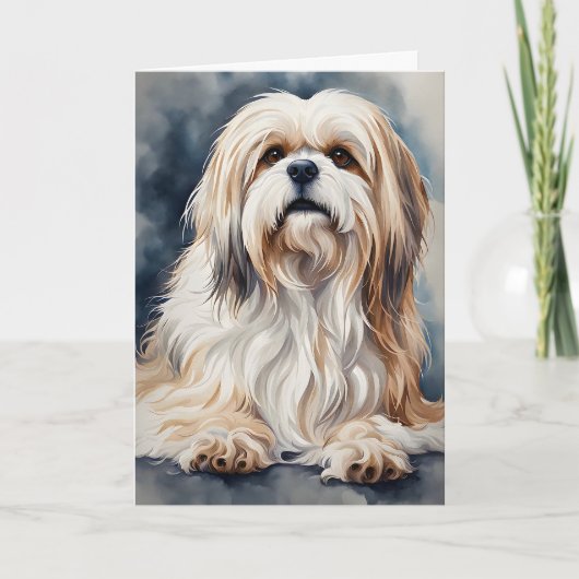 Watercolor Portret Zoete Shih Tzu Hond Blank Kaart (Voorkant)