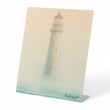 Watercolor Portuguese Lighthouse Pedestal Sign – C