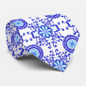 Watercolor Positano Amalfi Blauwe Design Stropdas (Opgerold)