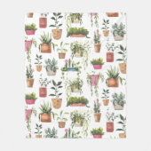 Watercolor Potplantenpatroon Dekbed Fleece Deken (Voorkant)