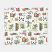 Watercolor Potplantenpatroon Dekbed Fleece Deken (Voorkant (Horizontaal))