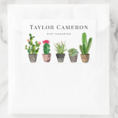 Watercolor Potted Cactus and Succulents Business Rechthoekige Sticker (Tas)