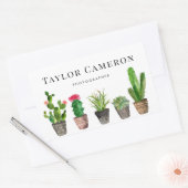 Watercolor Potted Cactus and Succulents Business Rechthoekige Sticker (Envelop)