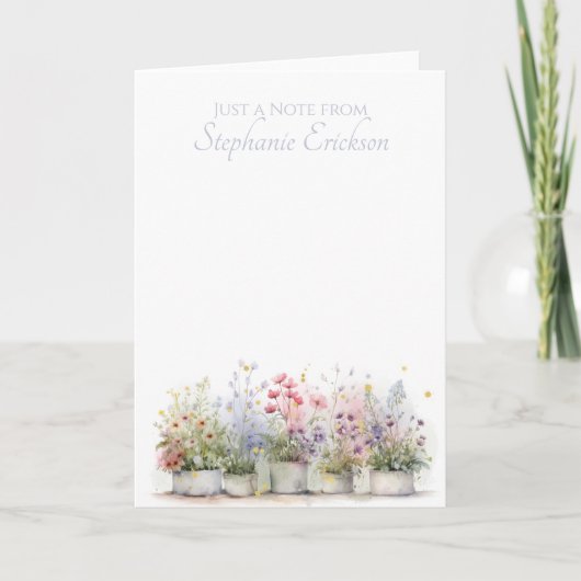 Watercolor Potted Flowers Personalized Stationery Notitiekaartje (Voorkant)