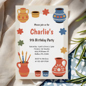 Watercolor Pottery Painting Birthday Party Kaart
