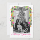 Watercolor Preppy Bright Christmas Garland Photo Feestdagenkaart (Voorkant)