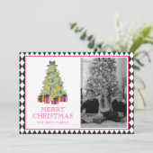 Watercolor Preppy Bright Christmas Photo Feestdagenkaart (Staand voorkant)
