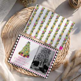 Watercolor Preppy Bright Christmas Photo Feestdagenkaart