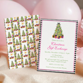 Watercolor Preppy Bright Glamour Christmas Party Kaart