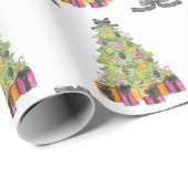 Watercolor Preppy Bright Glamour Christmas Trees Cadeaupapier (Rol Hoek)