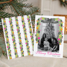 Watercolor Preppy Feliciterende Kerst Garland Foto