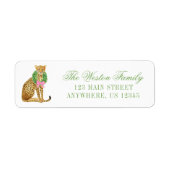 Watercolor Preppy Leopard Christmas Address Etiket (Voorkant)
