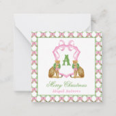 Watercolor Preppy Leopard Christmas Monogram Crest Notitiekaartje (Voorkant)