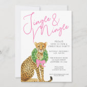 Watercolor Preppy Leopard Christmas Party Kaart (Voorkant)