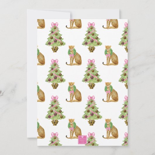 Watercolor Preppy Leopard Christmas Party Kaart (Achterkant)