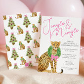 Watercolor Preppy Leopard Christmas Party Kaart