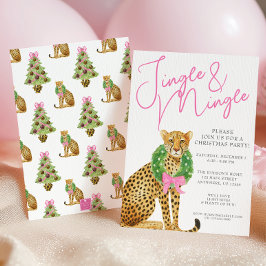 Watercolor Preppy Leopard Christmas Party Kaart