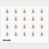 Watercolor Preppy Leopard Christmas Tree Address Ronde Sticker (Vel)