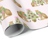 Watercolor Preppy Leopard Christmas Tree Cadeaupapier (Rol Hoek)