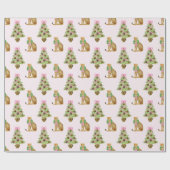 Watercolor Preppy Leopard Christmas Tree Cadeaupapier (Vlak)