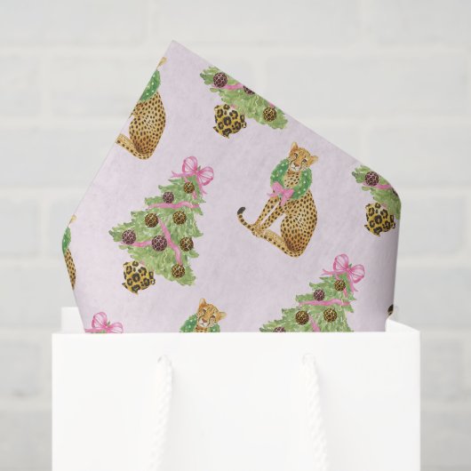 Watercolor Preppy Leopard Christmas Tree Tissuepapier (Cadeauzakje)