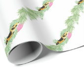 Watercolor Preppy Leopard Garland Christmas Cadeaupapier (Rol Hoek)