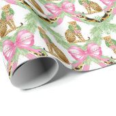 Watercolor Preppy Leopard Garland Christmas Cadeaupapier (Rol Hoek)