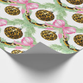 Watercolor Preppy Leopard Garland Christmas Cadeaupapier (Hoek)