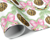 Watercolor Preppy Leopard Garland Christmas Cadeaupapier (Rol Hoek)