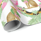 Watercolor Preppy Leopard Garland Christmas Cadeaupapier (Rol Hoek)