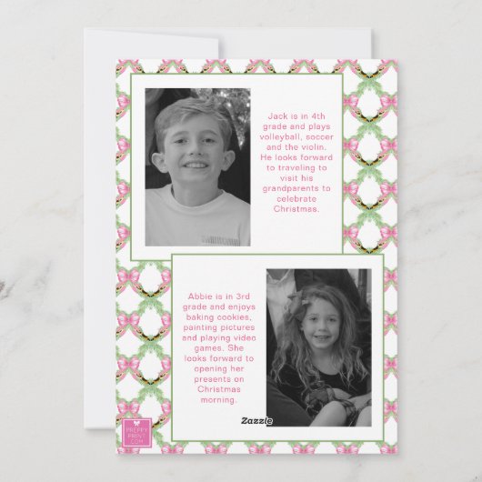 Watercolor Preppy Leopard Garland Christmas Feestdagenkaart (Achterkant)