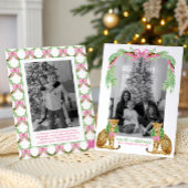 Watercolor Preppy Leopard Garland Christmas Feestdagenkaart