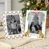 Watercolor Preppy Leopard Garland Christmas Feestdagenkaart