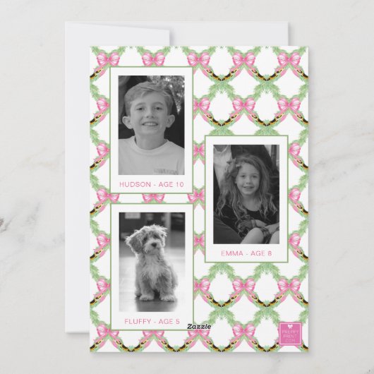 Watercolor Preppy Leopard Garland Christmas Feestdagenkaart (Achterkant)