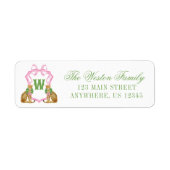 Watercolor Preppy Leopard Monogram Crest Address Etiket (Voorkant)