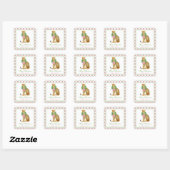 Watercolor Preppy Luipaard Kerst Vierkante Sticker (Vel)