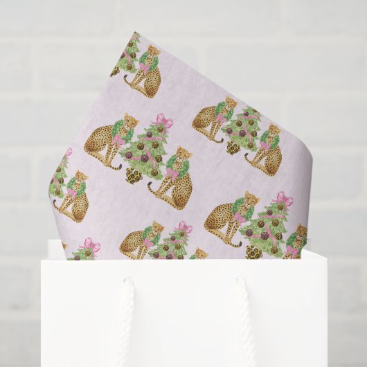 Watercolor Preppy Luipaard Kerstboom Tissuepapier (Cadeauzakje)