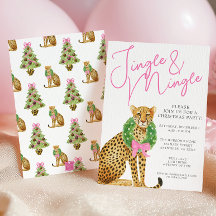 Watercolor Preppy Luipaard Kerstfeest