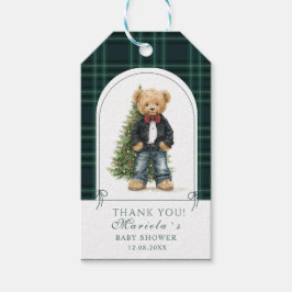  Watercolor preppy plaid teddy bear baby shower Cadeaulabel