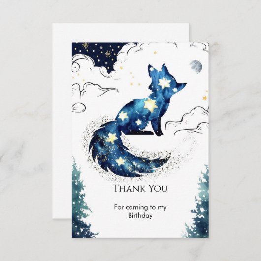 Watercolor Pret Fox Verjaardag Bedankkaart (Voorkant / Achterkant)